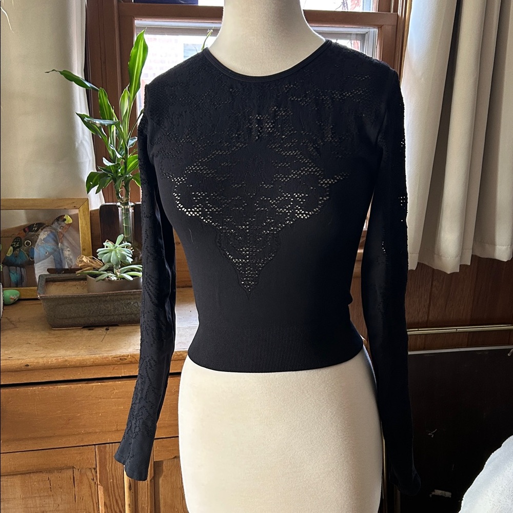 Adore Me Black Lace Long Sleeve Top